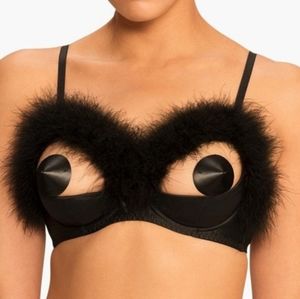Savage X Fenty Black Marabou Half Cup Bra 36C